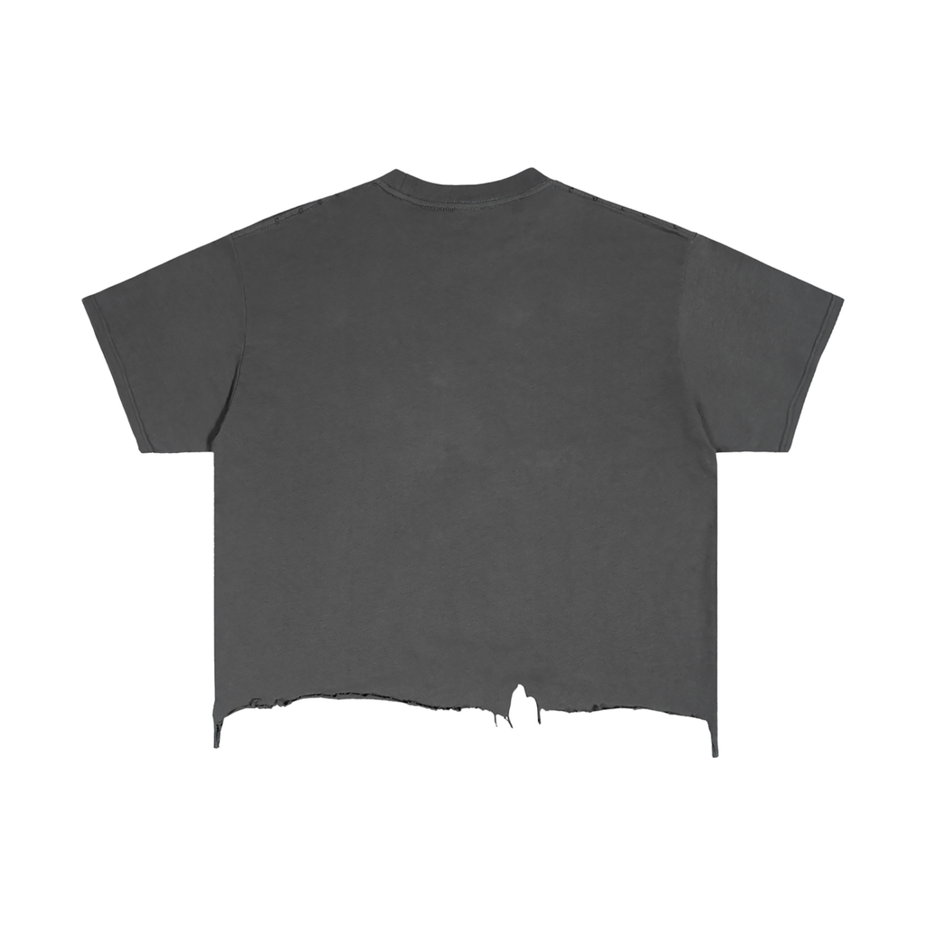 Bronze Vintage Wash Boxy Distressed Hem T-Shirt