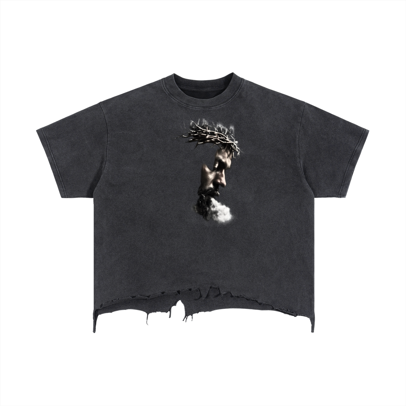 Bronze Vintage Wash Boxy Distressed Hem T-Shirt