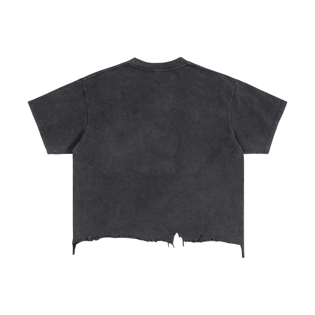 Bronze Vintage Wash Boxy Distressed Hem T-Shirt